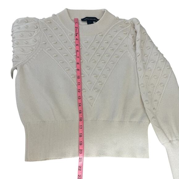 French Connection Cropped Bobble-Stitched Knit Sweater Cream Sz Large Cottage - Picture 11 of 13